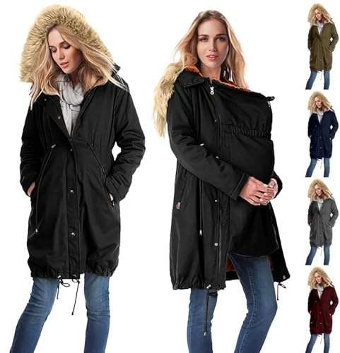 Generisch Tragejacke Für Mama Und Baby Umstandsjacke Mit Babyeinsatz Trageeinsatz Jacke Jackenerweiterung Winter Fleece Winterjacke Warm Herbst Umstandsmode Schwangerschaft Stillpullover 3 In 1 Jacke