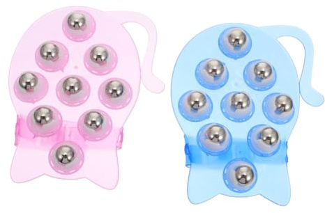 Yardwe Praktisches Massagegerät aus Pvc und Pom mit 9 Stahlkugeln Katzenförmiges Rollkugelmassagegerät 2 Stück Handheld Design 360 Grad Rotation für Nacken und Gesicht