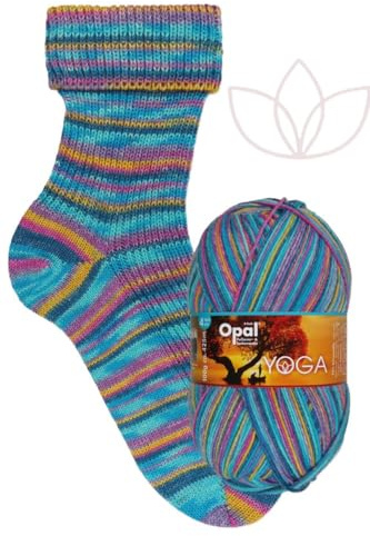 Opal Yoga 4-fach Sockenwolle, 75% Schurwolle Superwash, 25% Polyamid, 100g Knäuel, 425m Lauflänge, für Socken und Accessoires (11662 Lebensenergie)