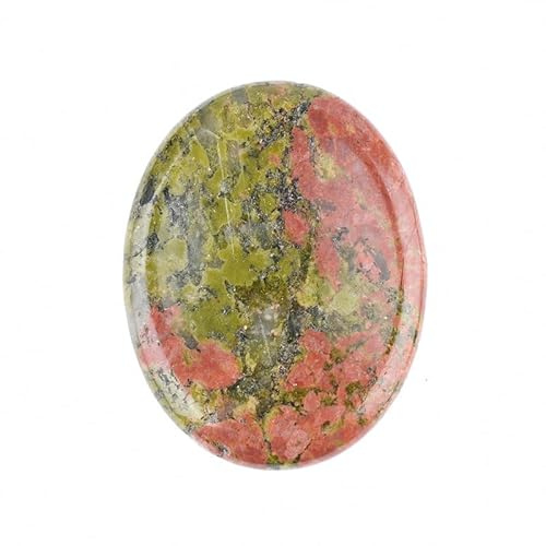 Lumisoul 2PCS Oval Groove Thumb Stone Carved Agate Style Desktop Ornament, Smooth Polished Worry Pair for Relaxing Grip. (Unakite (2 PCS))