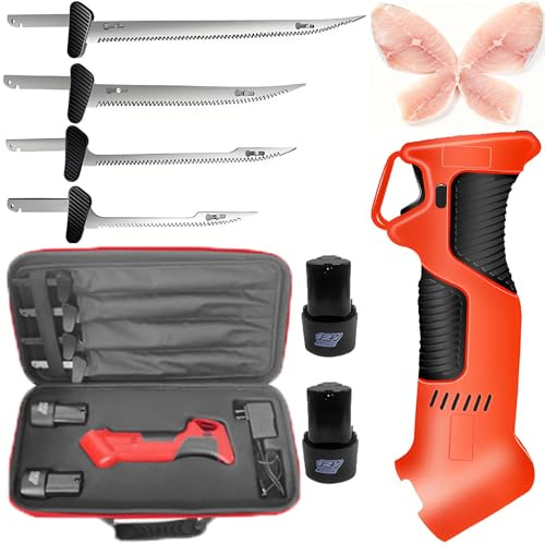 smafoseedding Kabelloses Elektrisches Filetiermesser – Fischfiletiermesser Mit 4 Klingen, Rutschfestem Griff Und Sicherheitsverriegelung Zum Angeln, Filetieren Und Für Outdoor-Aktivitäten