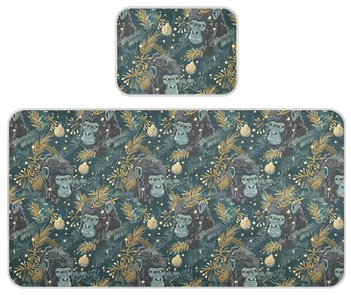 Emerald Gorilla Gold Green - Colchón refrescante para bebé, 28 x 52 pulgadas, almohadillas absorbentes para niños pequeños