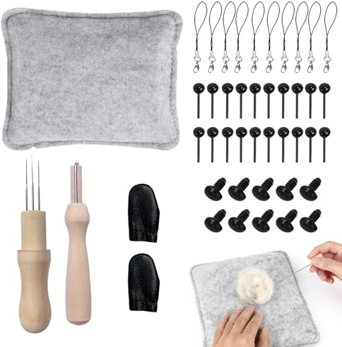 LEIIERUY Kit de Iniciación para Fieltro con Agujas, Set Básico para Needle Felting con Almohadilla de Lana y Herramientas para Manualidades