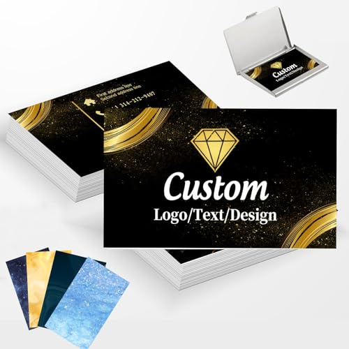 Biglietti Da Visita Personalizzati, Biglietti Personalizzato con Logo/Foto/Testo,Biglietti da Visita Personalizzati Impermeabili Stampabili Fronte retro Per Piccole Imprese,90X54mm.