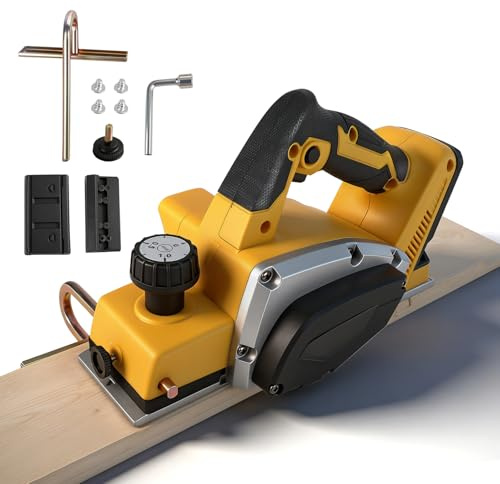 Cordless Electric Hand Planer Compatible with Dewalt 20V Battery, 15000RPM Brushless Power Wood Planer for Woodworking Carpenter Home DIY(NO Battery)