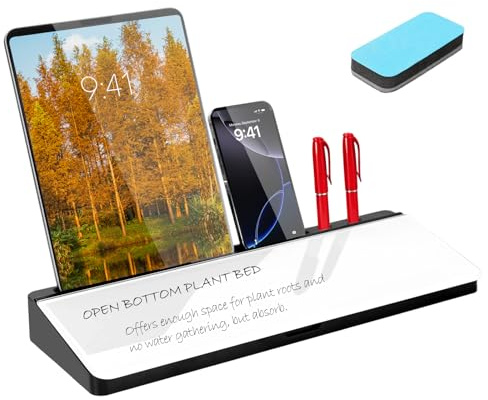Whiteboard Schreibtisch Glas, Trockenwisch Memoboard inkl. Markern Schreibtisch Desk Organizer Whiteboard mit Aufbewahrung für Kurze Notizen & Erinnerungen, für Homeoffice, Büro (Schwarz)