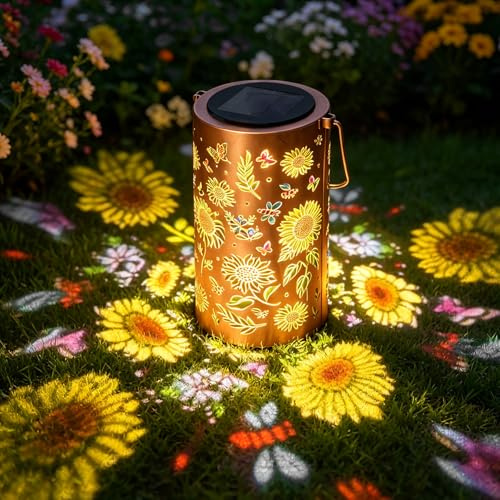 Lámparas solares para exteriores, girasol, lámpara solar, decoración de jardín, luz de girasol, IP44, resistente al agua, metal, lámpara solar, para patio, terraza, porche, decoración de jardín