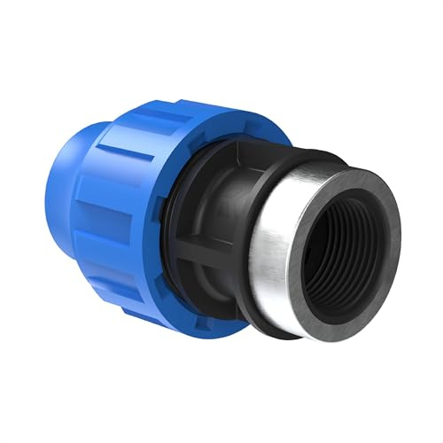 Kirchhoff | Übergangsstück mit Innengewinde | Kunststoff | 20 mm x 1/2 | für HDPE Rohr | 3X 5X Fittings | Verschiedene Größen | DVGW geprüft | Trinkwasserqualität, schwarz, 984843117