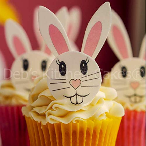 Easter Bunny Cake Toppers - Rabbit Ears Cupcake Decorations - Need Cutting - Wafer x 12