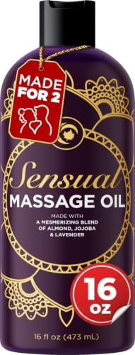 Aromatherapy Sensual Massage Oil for Couples - Relaxing Lavender Massaging Oil for Massage Therapy with Vitamin E Jojoba & Sweet Almond - Naturally Scented Vegan Non GMO & Gluten Free (16 Fl Oz)