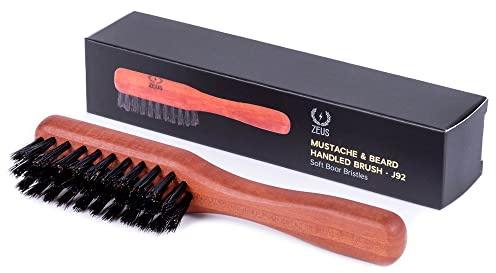 ZEUS Boar Bristle Beard & Mustache Handled Brush for Men, Soft Bristles, Travel Beard Care Brush with Handle (Made in Germany) J92
