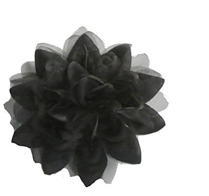 Véranno Fixe traîne - Broche - Chouchou - Fleur en Tissus et Tulle Noire N°9, Accessoire de Mariage - Bijoux Mariage