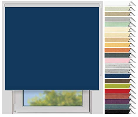 EFIXS Thermorollo Medium - Rollos nach Maß - 25 mm Rollowelle - Stoffbreite bis 220 cm, Höhe bis 240 cm - Hier: bis 200 cm x 150 cm (BxH) - blau (065) - mit & ohne Bohren