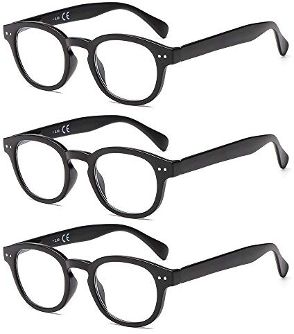 Suertree Lesebrille 3 Pack Sehhilfe Feder Scharnier Rund Augenoptik Brille Unisex Lesehilfe für Damen Herren 2.5X BM171