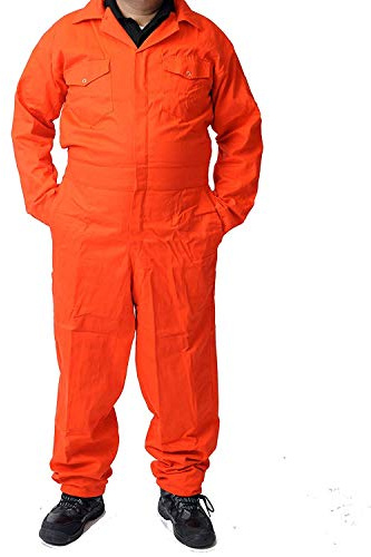 Road Master Men's Poly Cotton Coverall Overalls Painters Suit Decorators Mechanic Workwear Boiler Suit Cleaning Job Work Uniform with Two Chest Pockets, Orange, 4XL