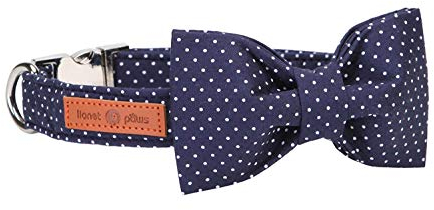 Lionet Paws Hundehalsband mit Fliege, Langlebiges Bequemes Baumwolle Halsband mit Metall-Klickverschluss für Hunde, Hals 40-60cm