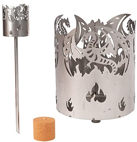 Antorcha de jardín para exterior, diseño de dragón, 1 elemento combustible, virutas de madera con cera, antorcha de pelleta, columna de fuego, quemador de cera, lámpara de jardín