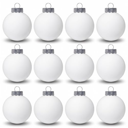DIY-Weihnachtskugel-Set für Kinder und Erwachsene – Weihnachtsschmuck für DIY-Basteln, Malen, Zeichnen, groß, 8 cm, weiß, matt, blank, 12er-Set