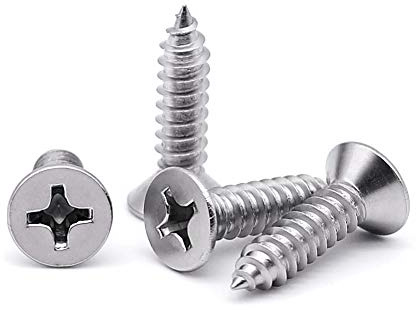 #6 x 1 (100 pcs) Flat Head Sheet Metal Screws, 304 Stainless Steel (18-8), Phillips Drive, Self Tapping, Corrosion Resistant Screws for Wood, Sheet Metal and More