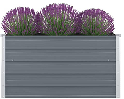 vidaXL Hochbeet Gartenbeet Gemüsebeet Pflanzbeet Pflanzkasten Blumenbeet Blumenkasten Frühbeet Garten 100x100x45cm Verzinkter Stahl Grau
