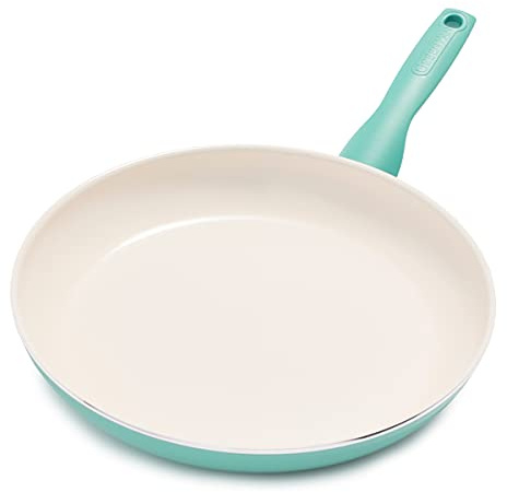 GreenPan Rio Healthy Ceramic Nonstick 12 Frying Pan Skillet, PFAS-Free, Dishwasher Safe, Turquoise
