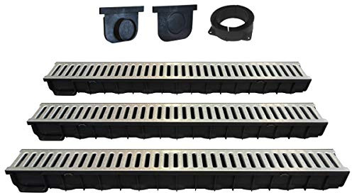 Jardibric - Kit Caniveau Drainage A15 3 m (Lot de 3 x 1 m) - Grille Acier Galvanisé - Jardin Terrasse