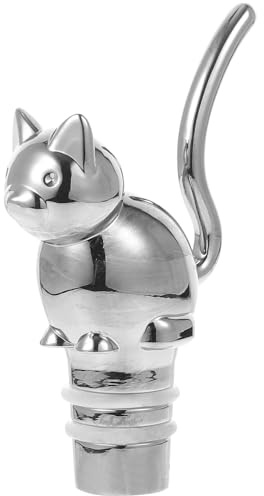 DOITOOL Weinflaschenverschluss Katze, Legierung, Luftdicht, Wein ZubehöR, Geschenk FüR Katzenliebhaber, Silber, 8,3 X 5,8 X 2,6 Cm