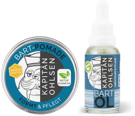 Kapitän Ohlsen Bartpflege Set - Bartöl & Bartpomade - 100% natürlich