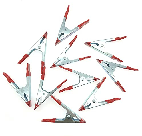 JZK 10 morsetti a molla in metallo, 10,2 cm, rivestiti in gomma, resistenti clip per casa, campeggio, fotografia o officina
