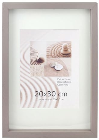 KM FOTO 3D Objektrahmen Holz Bilderrahmen Shirt Trikot Rahmen Collage Wanddeko Poster S223: Farbe: Taupe | Format: 30x30