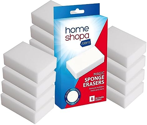 Homeshopa Magic Eraser Sponge, Pack of 12 Melamine Sponge for Kitchen Household Cleaning, Chemical Free Cleaner Pads, Multi Surface Power Scrubber Foam Pads, Stain and Mark Removal Magic Sponge (12)