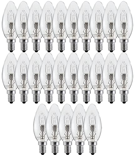 NCC-Licht 25 x Halogen Leuchtmittel Kerzen 28W fast 40W E14 klar warmweiß 2700K dimmbar 2000h