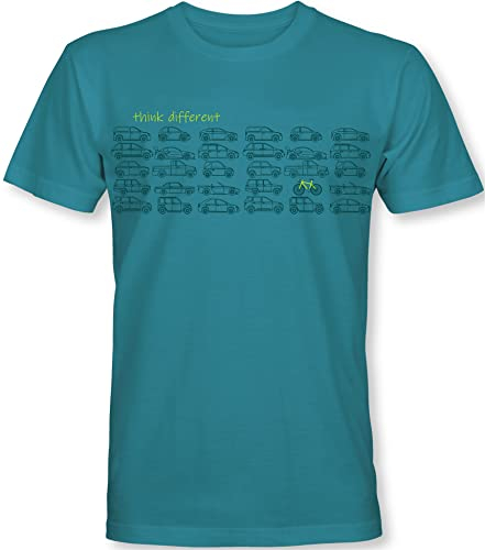 Fahrrad T-Shirt Herren : Think Different - Sport Tshirts Herren - Mountainbike Rennrad Shirt (L)