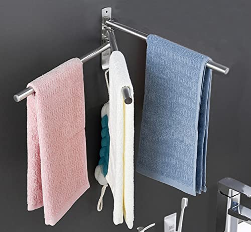 Handtuchstange,Handtuchhalter ohne Bohren,Handtuchhalter Bad,Handtuchhalter küche,Drehbarer Handtuchhalter,Schwenkbarer Handtuchhalter,Handtuchhalter Edelstahl mit 3 drehbaren Stangen