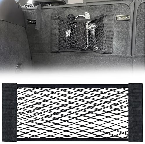 MyGadget 1x Rete Portabagagli Auto con Velcro [ 25 x 80 cm ] - Portaoggetti Universale per Bagagliaio - Porta-Accessori Organizzatore per Bottiglie Estintori ecc.