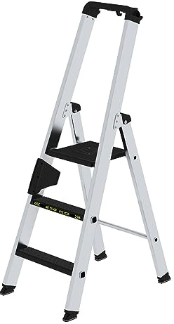 PROREGAL Stufen-Stehleiter | 250 kg | einseitig begehbar mit Clip-Step R13 | 3 Stufen | Leiter, Teleskopleiter, Trittleiter, Bockleiter, Sprossen-Doppelleiter