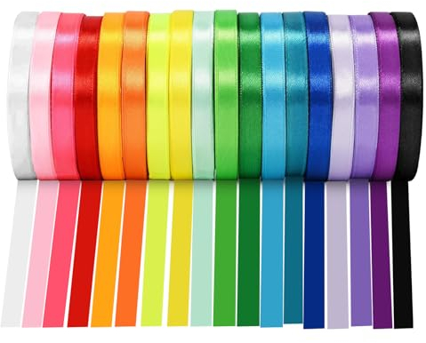 Satinband, Tapsin 18 Farben Geschenkband 10mm x 22m Geschenkbänder Bänder Schleifenband Stoffband für Basteln Party Kunsthandwerk Luftballons Hochzeiten