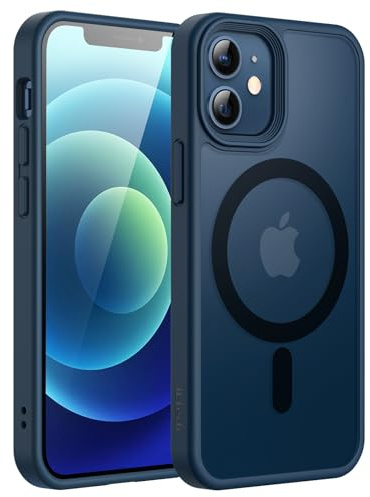 JETech Matte Magnetische Hülle für iPhone 12 mini, Blau | Kompatibel mit MagSafe, Matte Transluzent Rückseite, Dünn Stoßschutz