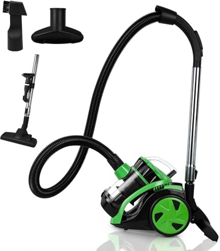 Cecaylie Leichter 900W Staubsauger,Beutelloser Staubsauger mit 3L Staubbehälter Zusatzdüsen für Teppiche, Hartböden, Tierhaare und Staub