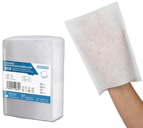 200x ARNOMED® Einmalwaschlappen aus Molton Eco, Einmal Waschhandschuhe für Erwachsene & Babys, Einweg Waschlappen Weich & Sanft, Waschhandschuhe Einweg, Wegwerf Waschlappen Einweg Lappen