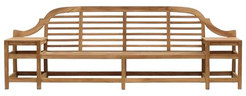 Teako Design Teakholz Bank Rosario mit 2 Tischen Massivholz Wetterfest, Verschiedene Größen, für Balkon und Außenbereich geeignet, langlebige und robuste Holzbank (210 cm), TB-1712-x