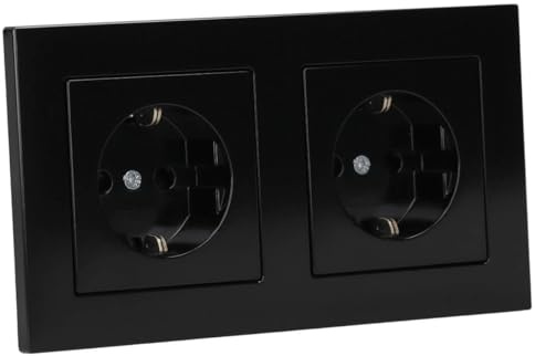 Jung SCHUKO Set Schwarz Serie A AC582SW Rahmen 2-fach + 2x A1520KISW SCHUKO® Steckdose mit Berührungsschutz