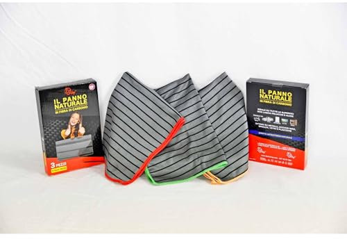 FS shop Panno in fibra di Carbonio Lucida Vetri e Cristalli senza Aloni e Pelucchi Ottimo per Box Doccia Auto Moto Bici, Confezione 3 Panni 38x50 e 1 panno 18x14 in Omaggio per occhiali e cellulare