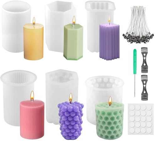 4 Stück Kerzenform Silikon, Kerzengießform Silikon, Silikon Kerzenform Kit, DIY Silikonform Kerze, Kerzenformen Silikon, Kerzenform Bubble Kerzen Kit Mit Kerzendocht, Für Bienenwachs, Aromatherapie