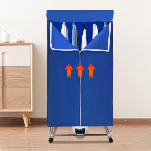 MEELRYD Wäschetrockner Elektrisch, 1500W Tragbarer Warmlufttrockner, 30KG 5-Schicht Trockenschrank Energiesparende 150cm Große Kapazität Klappbar (Blau)