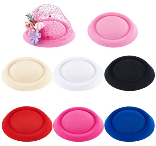 BENECREAT 7Pcs 7 Farben Runde Stewardess Fascinator Hut Basis, EVA Tuch Sinamay Basis Derby Tuch Frauen Sinamay Hut Basis für Millinery Magic, 16.3x15x5.8cm