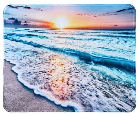 YUXIANLB Strand Sonnenuntergang Mauspad, Süßes Mauspad 24x20 cm | individuelles Design, für Computer und Laptop, rutschfeste Gummibasis, Büro- und Desktop-Zubehör