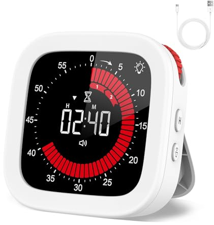 AFAITH Temporizador Visual para niños, Cronómetro de Cocina, Reloj de Cuenta Regresiva 60 Minutos, Herramienta para Gestión del Tiempo – Ideal para Niños y Adultos