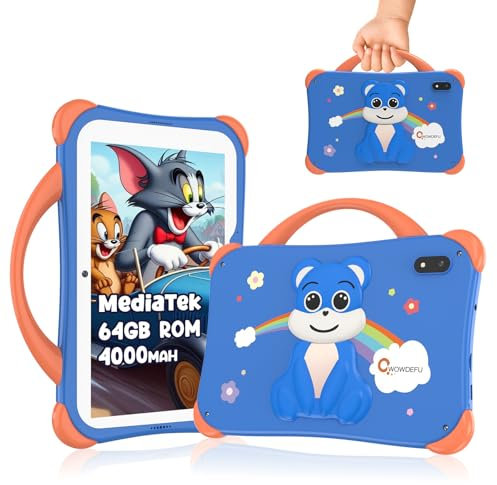 CWOWDEFU Tablet per bambini, tablet da 7' per bambini, tablet Android 14 da 64 GB con batteria da 4000 mAh, Bluetooth 5.0, WiFi 5G, doppia fotocamera da 5 MP + 2 MP, il miglior regalo per bambini