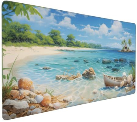 Large Mouse Pad 1200x600x4mm Beach Gaming Mouse Mat Shell XL Mousepad Anti-Fray Stitched Edges with Non-Slip Rubber Base,Ergonomic Mouse Pad Extended Desk Mat,for Home Office Accessories PC,Laptop